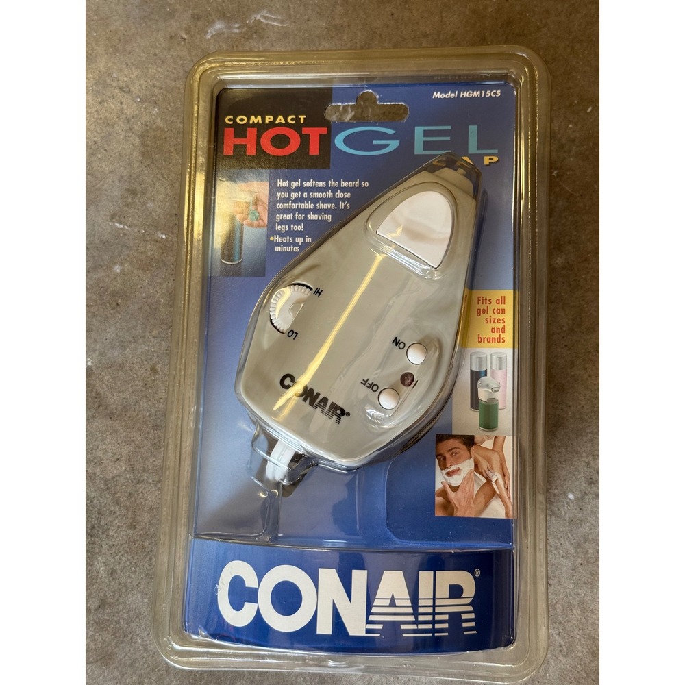 Conair Compact Hot Gel Cap HGM15CS Shaving Gel Warmer Silver Dual Voltage NEW
